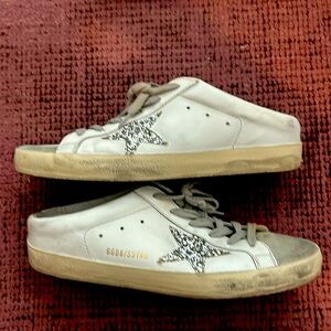 Golden Goose white and grey leather slip on Super-Star sneakers EU41